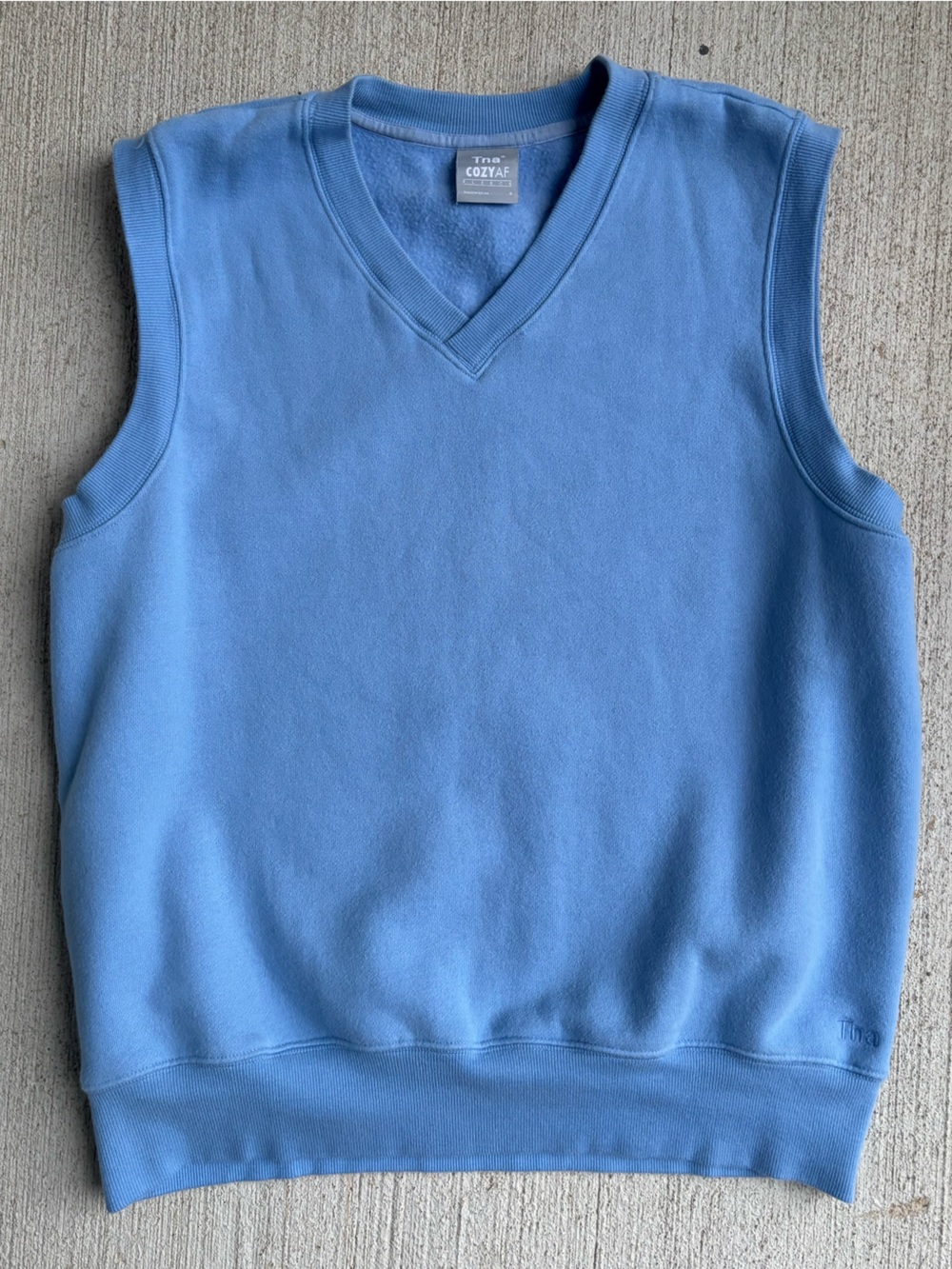 Aritzia Blue Sleeveless V-Neck Sweatshirt Vest